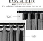XTMYI Back Tab/Hook Belt Linen Cotton Sheer Curtains for Bedroom,2 Panels,102 Inch Length,Black 50 Inch Wide