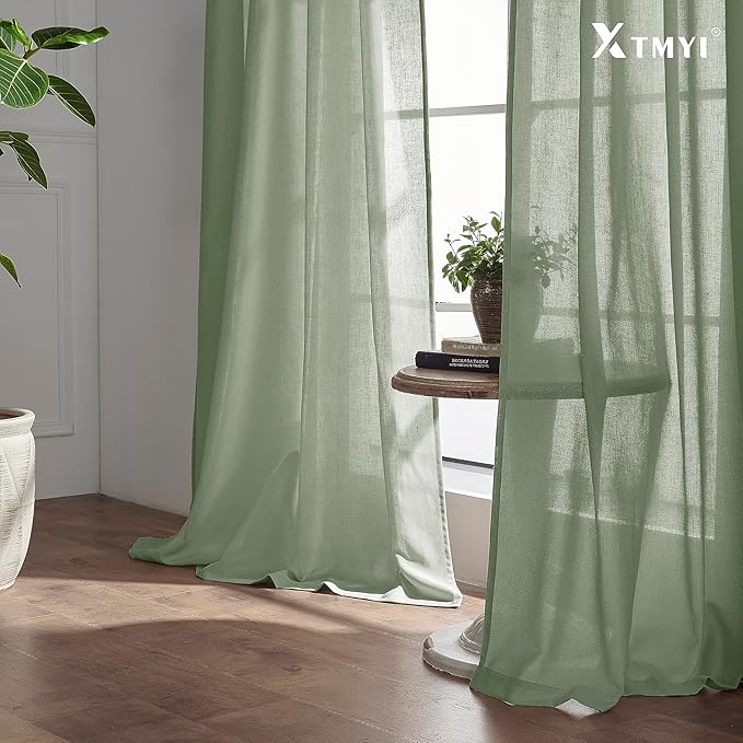 XTMYI Sage Green Curtains 108 Inches Long for Big Window,Extra Long Light Green Curtains for High Ceiling Living Room