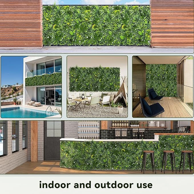 Artificial Grass Wall Boxwood Plant Panel: 20"x20"(12P) UV Resistant Green Leaves Faux for Interior Wall Backdrop,Garden and Indoor Outdoor Wall&Fence Covering Privacy，Party Wall Fence Decor