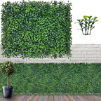 Artificial Grass Wall Backdrop Panels,16 X 12 in 12P(16 sqft) UV-Anti Greenery Boxwood Panels for Indoor Outdoor Green Wall Decor & Ivy Fence Covering Privacy