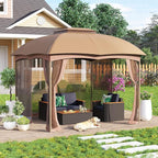 MFSTUDIO 10'x10' Patio Gazebo Tent,Heavy Duty Outdoor Canopy Shelter with Mosquito Netting and Double Roof Tops for Garden Backyard Parties Deck Yard Lawns …