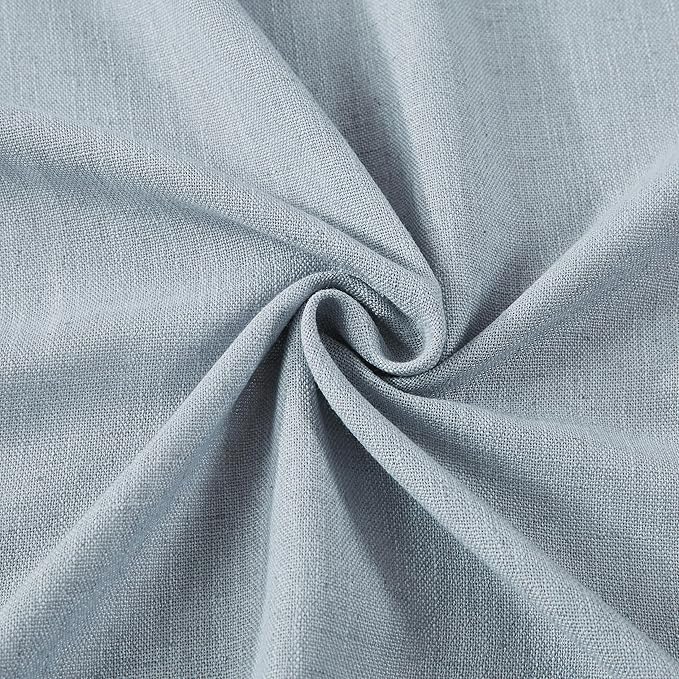 Vision Home Blue Fog Pinch Pleated Semi Sheer Curtains Textured Linen Blended Light Filtering Window Curtains 112 inch for Living Room Bedroom Patio Pinch Pleat Drapes with Hooks 1 Panel 60" Wx112 L