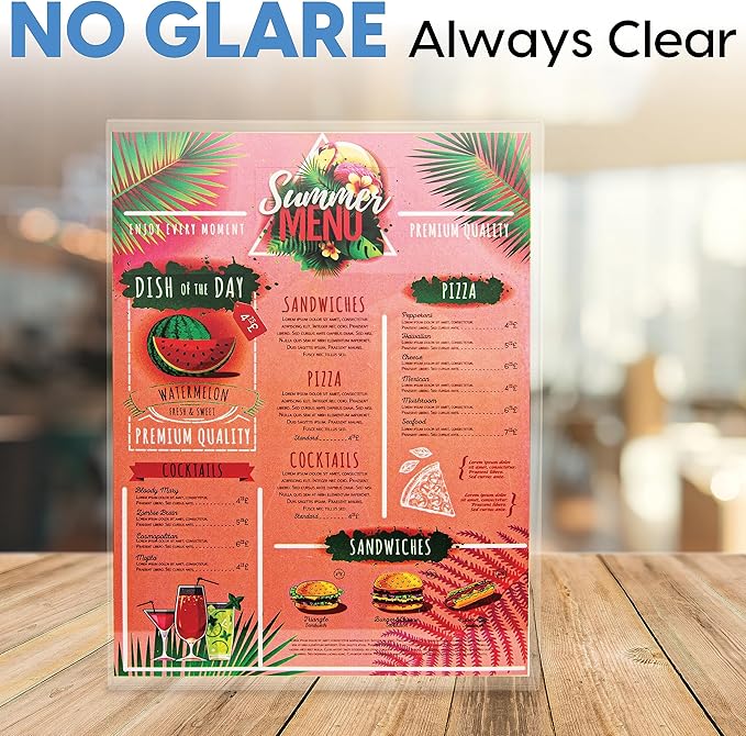 Mammoth DuraClear Acrylic Sign Holders 8.5 x 11 - Extra Thick and Durable Desktop Paper Sign Holders - Perfect for Retail and Booth Display Supplies - 6 Pack, Landscape