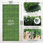 Artificial Boxwood Roll Panels: 60"x128" (53.5 sqft) UV-Anti Faux Hedge Privacy Screen - 4-Layer Fake Greenery Ivy Vine Grass Wall for Garden, Patio, and Balcony Backdrop Decoration