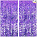Katchon, Wavy Purple Foil Fringe Curtain - Pack of 2 | Wavy Streamers, Unicorn Party Decorations | Purple Fringe Backdrop for Baby Shower, Birthday, Mermaid Party Decorations | Halloween Decor Indoor