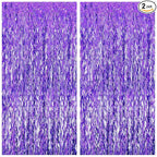 Katchon, Wavy Purple Foil Fringe Curtain - Pack of 2 | Wavy Streamers, Unicorn Party Decorations | Purple Fringe Backdrop for Baby Shower, Birthday, Mermaid Party Decorations | Halloween Decor Indoor