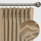Dark Flax Pinch Pleated Linen Curtains 108 Inches Long Semi Sheer Memory Trained Ripple Fold Curtain with Hooks Back Tab Textured Light Filtering Drapes for Bedroom Living Room 42x108 Set of 2