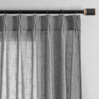 MYSKY HOME Grey Bedroom Curtains Semi Sheer Light Filtering Privacy Drapes Linen Look Textured Boho Country for Living Room, Pinch Pleated Curtain for Dining Room, 40 x 90 in, Dark Grey, 2 Panels