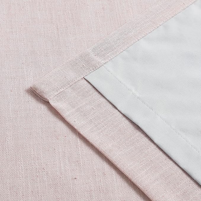 Vision Home Soft Pink Pinch Pleated Full Blackout Curtains Linen Blended Room Darkening Window Panels 84 inch for Living Room Bedroom Thermal Insulated Pinch Pleat Drapes with Hooks 60" Wx84 Lx1
