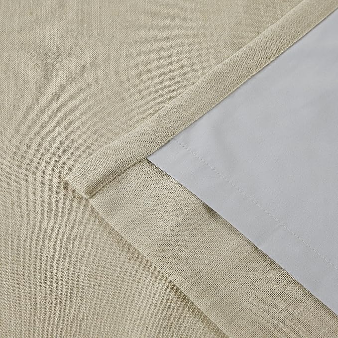 Vision Home Sand Pinch Pleated Full Blackout Curtains Linen Blended Room Darkening Window Curtains 72 inch for Living Room Bedroom Thermal Insulated Pinch Pleat Drapes with Hooks 2 Panel 40" Wx72 L