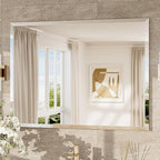 TokeShimi 40x30 Frameless Mirror Bathroom Rectangle, Bathroom Vanity Mirror Beveled with 1" Beveled Edge, Shatterproof Farmhouse Mirrored Wall Mounted for Living Room, Entryway, Restroom