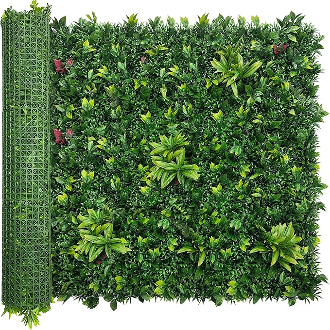 Artificial Boxwood Panels: 54" x 120" (45 sqft) UV-Anti Fake Grass Ivy Privacy Hedge Greenery Backdrop Fence Wall Screen for Garden Fence Covering Privacy, Outdoor Indoor Home Decor