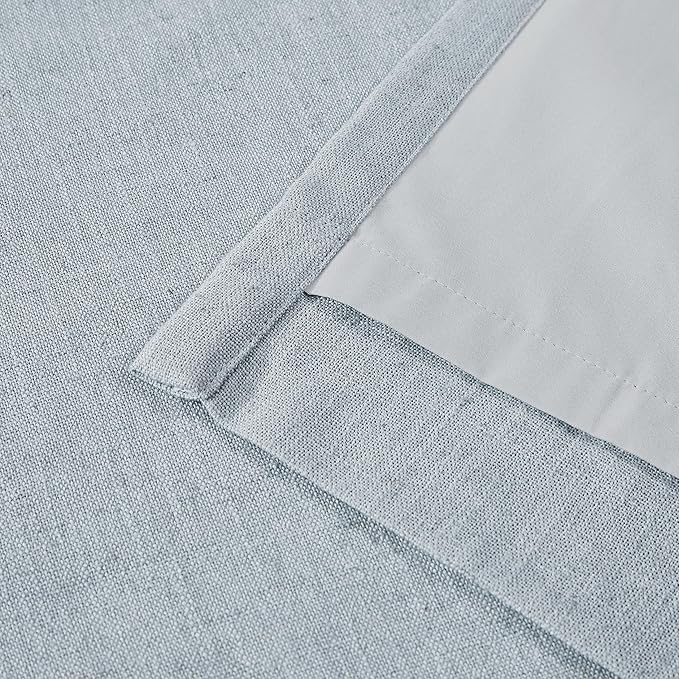 Vision Home Blue Fog Pinch Pleated Full Blackout Curtains Linen Blended Room Darkening Window Curtains 90 inch for Living Room Bedroom Thermal Insulated Pinch Pleat Drapes with Hooks 1 Panel 60"Wx90"L