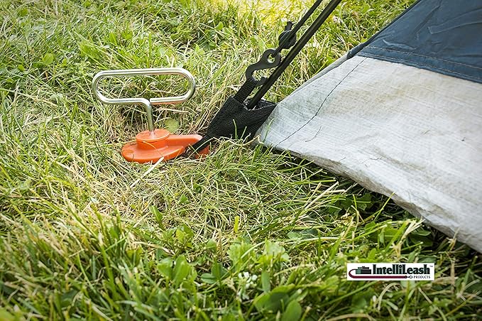 IntelliLeash EZ-Tent-Stayk (4 Pack): Secure Stakes for Tents, Canopies, & More - No Hammer Needed!