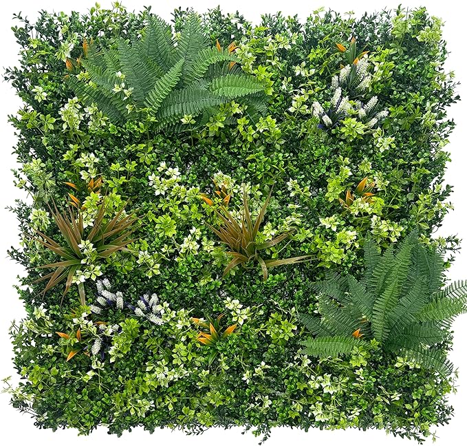 Artificial Grass Boxwood Hedges Wall Panels: 20"x20" 12P UV-Anti Faux Greenery Fake Ivy Leaves Privacy Fence Screen Backdrop for Garden Covering Privacy, Outdoor Indoor Decor