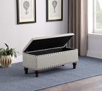 Homepop Home Decor | Upholstered Bench with Nailhead Trim | Large Ottoman with Storage for Living Room & Bedroom | Decorative Home Furniture, Gray Woven