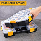 CANOPUS Craft Organizer, Set of 2 Interlocking Cases with Adjustable Compartments, Briefcase-Type Hardware & Parts Organizer, Toolbox Set for Bolts, Nails, Screws, and Other Small Parts