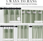XTMYI Sage Green Curtains 84 Inches Long for Living Room,Window Coverings 60-70% Heat Blocking Hooks Pleated Back Tab Linen Summer Curtains for Bedroom,84 Inch Length 2 Panels Set,Light Green