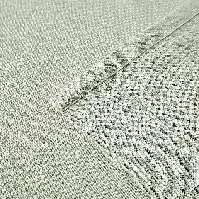 Vision Home Soft Green Pinch Pleated Semi Sheer Curtains Textured Linen Blended Light Filtering Window Curtains 95 inch for Living Room Bedroom Pinch Pleat Drapes with Hooks 2 Panels 40" Wx95 L