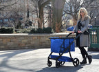Reusable and Foldable 3 Shopping Bags Easy for Shopping and Carrying Groceries in Store (Silver Frame + 3 Blue Baskets)