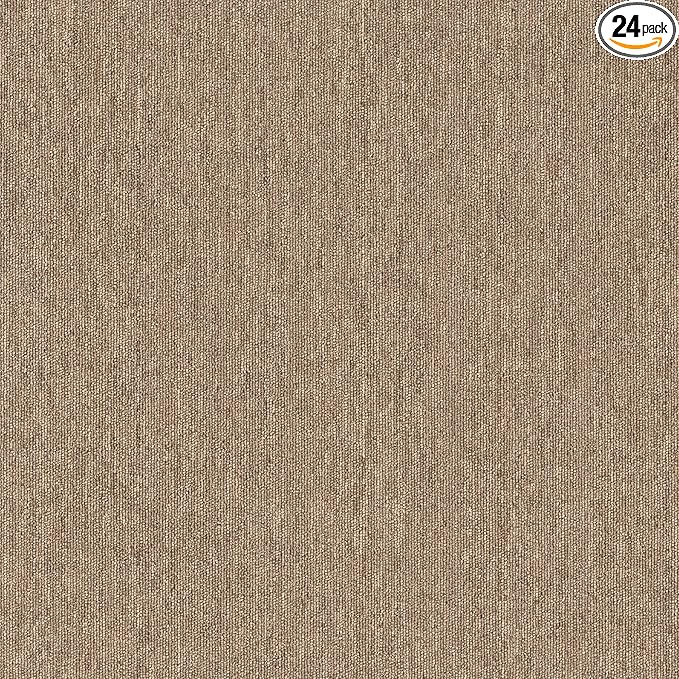 Mohawk Basics 24" x 24" Berber (Loop pile), 0.07" Pile Height, Carpet Tile, PET Fiber, Walnut Color, (24 Tiles), (96 sqft/carton)