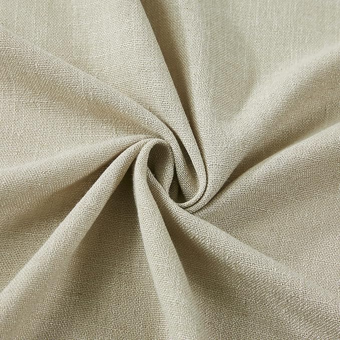 Vision Home Sand Pinch Pleated Semi Sheer Curtains Textured Linen Blended Light Filtering Window Curtains 112 inch for Living Room Bedroom Pinch Pleat Drapes with Hooks 2 Panels 40" Wx112 L