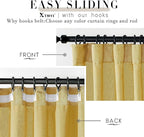 XTMYI Yellow Curtains 96 Inches Long for Living Room,Colorful Bright Mustard Mid Century Modern Decor,Linen Sheer Bohemian MCM Curtains for Bedroom 2 Panel Set,Dark Ocher