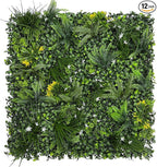 Artificial Grass Wall Boxwood Plant Panel: 20"x20"(12P) UV Resistant Green Leaves Faux for Interior Wall Backdrop,Garden and Indoor Outdoor Wall&Fence Covering Privacy，Party Wall Fence Decor