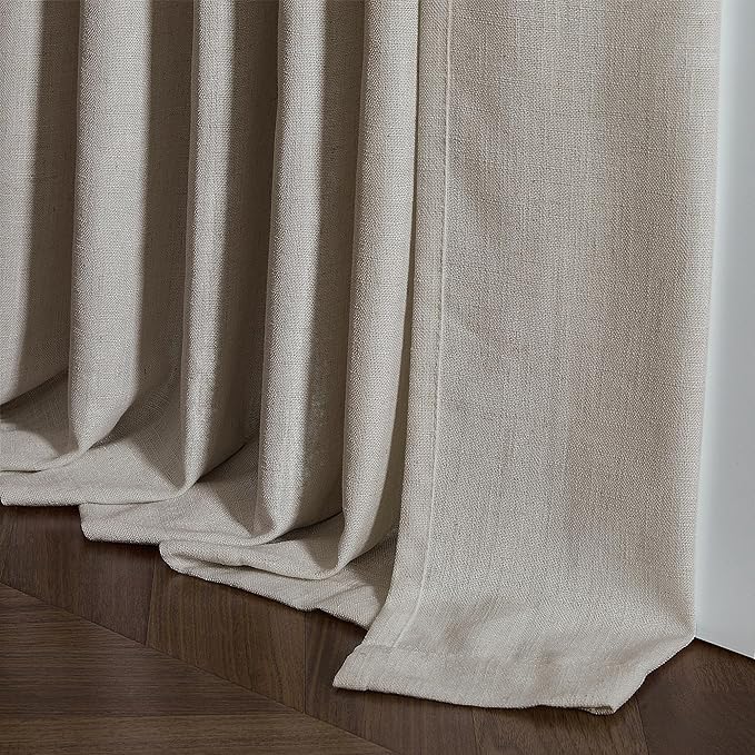 Burlywood Birch Linen Kitchen Curtains 45 Inches Long 2 Sets Basement Curtains for Small Window Pinch Pleated Back Tab Linen Blend Short Boho Semi Sheer Back Tab Cafe Drapes for Bay Windows 40x45