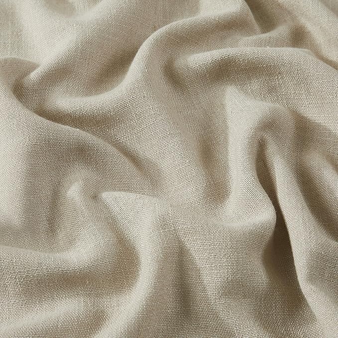 Vision Home Sand Pinch Pleated Semi Sheer Curtains Textured Linen Blended Light Filtering Window Curtains 90 inch for Living Room Bedroom Patio Pinch Pleat Drapes with Hooks 1 Panel 84" Wx90 L