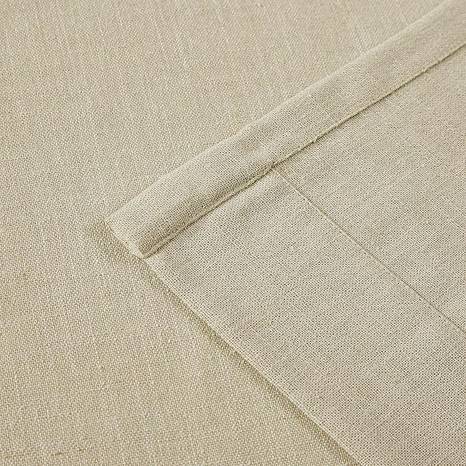 Vision Home Sand Pinch Pleated Semi Sheer Curtains Textured Linen Blended Light Filtering Window Curtains 84 inch for Living Room Bedroom Pinch Pleat Drapes with Hooks 2 Panels 40" Wx84 L,Camel Beige