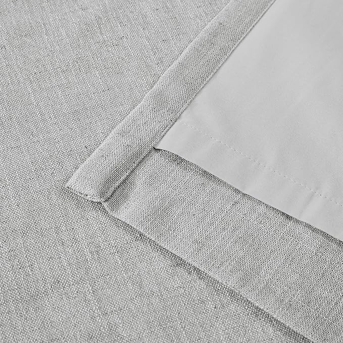 Vision Home Light Gray Pinch Pleated Full Blackout Curtains Linen Blended Thermal Insulated Window Panels 112 inch for Bedroom Living Room Darkening Grey Pleat Drapes with Hooks Back Tab 60"Wx112"Lx1