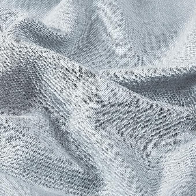 Vision Home Blue Fog Pinch Pleated Full Blackout Curtains Linen Blended Room Darkening Window Curtains 90 inch for Living Room Bedroom Thermal Insulated Pinch Pleat Drapes with Hooks 1 Panel 60"Wx90"L