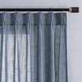 MYSKY HOME Blue Curtains for Bedroom 63 Inches Long Semi Sheer Light Filtering Drapes for Small Window Pinch Pleated Linen Look Window Draperies Set Country Curtains, 40 x 63 in, Dusty Blue, 2 Pieces