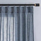 MYSKY HOME Blue Sliding Door Curtains 108 Inches Long, Semi Sheer Soft Cotton Window Draperies Set for Living Room Pinch Pleated Drapes Country Curtains Back Tab, 40 x 108 Inch, Dusty Blue, Set of 2