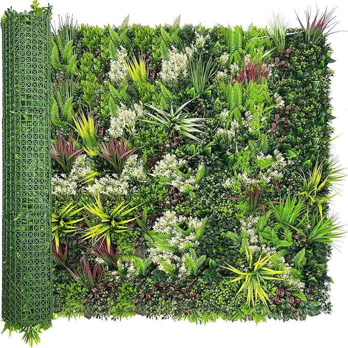 Artificial Plant Wall Panels: 50"×120" UV-Anti Faux Grass Wall Backdrop Boxwood Ivy Fence Privacy Screen Fake Greenery Leaf Hedge for Outdoor,Indoor,Garden,Backyard and Home Decor