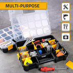 CANOPUS Craft Organizer, Set of 2 Interlocking Cases with Adjustable Compartments, Briefcase-Type Hardware & Parts Organizer, Toolbox Set for Bolts, Nails, Screws, and Other Small Parts