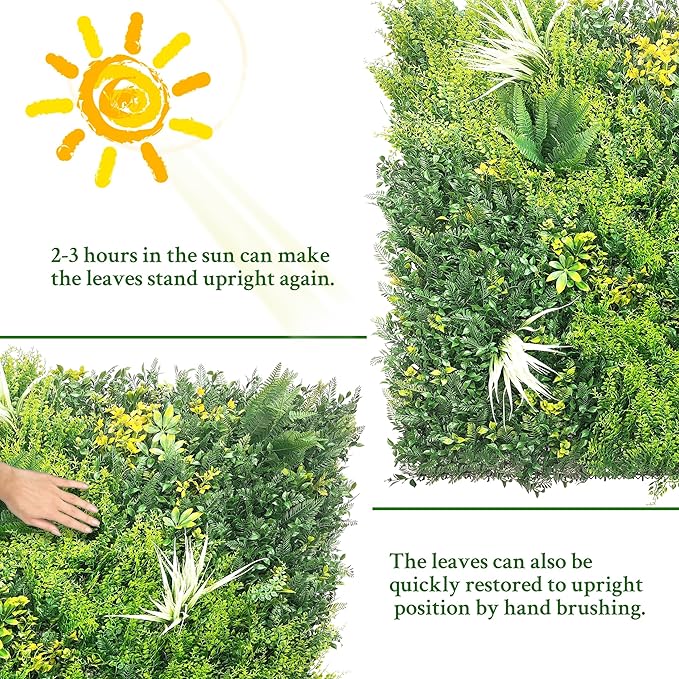 Artificial Grass Wall Boxwood Panels: 40" x 120" (33.5 sqft) Greenery Ivy Privacy Fence Faux Backdrop with UV Protection Vine Leaf Hedge for Garden Covering,Outdoor Indoor Home Decor