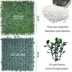 Artificial Grass Wall Backdrop Panels: 20X20 in 24P UV-Anti Greenery Boxwood Panels for Indoor Outdoor Green Wall Decor & Ivy Fence Covering Privacy