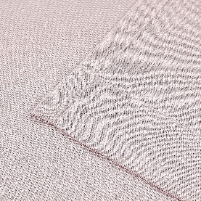 Vision Home Soft Pink Pinch Pleated Semi Sheer Curtains Textured Linen Blended Light Filtering Window Curtains 72 inch for Living Room Bedroom Patio Pinch Pleat Drapes with Hooks 1 Panel 60" Wx72 L