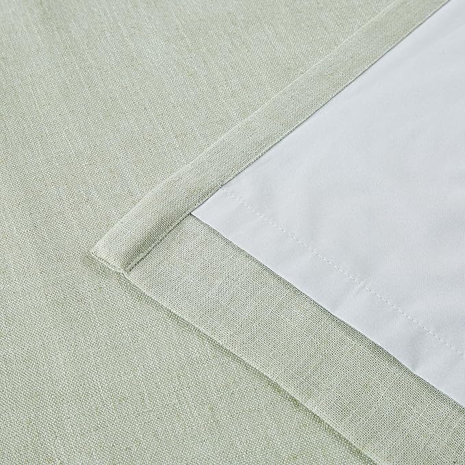 Vision Home Soft Green Pinch Pleated Full Blackout Curtains Linen Blended Room Darkening Window Curtains 72 inch for Living Room Bedroom Thermal Insulated Pinch Pleat Drapes with Hooks 60" Wx72 Lx1