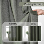 RAIN CITY 2 Panels Long Pleated Sheer Curtains 120 Inch Long 10ft, Back Tab Pinch Pleat Track System Drapes with Hooks, Modern Winow Curtain for Ceiling Living Room Patio 42x120-Loden/Olive Green