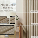 Greige 80 Inches Long Linen Curtains for Living Room Pinch Pleat Hooks for Living Room Back Tab Thick Linen Textured Pleated Drapes Light Filtering Tan Taupe Bedroom Window Curtains 80 Inch Length