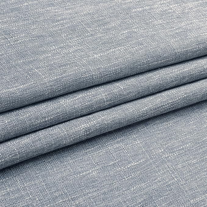 Vision Home Pinch Pleated Blue Semi Sheer Curtains Textured Light Filtering Window Curtains 72 inch for Living Room Bedroom Rayon Blended Chambray Blue Pinch Pleat Drapes with Hooks 2 Panels 40"Wx72"L