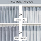 Vision Home Blue Pinch Pleated Semi Sheer Curtains Textured Light Filtering Window Curtains 112 inch for Living Room Bedroom Rayon Blend Chambray Blue Pinch Pleat Drapes with Hooks 2 Panels 40"Wx112"L