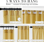 XTMYI Mustard Yellow Sheer Curtains 84 Inches Long for Spring Living Room 2 Panels Set Linen Textured Back Tab Pleated Gold Yellow Boho Retro Curtains for Bedroom Dining Room Kids Playroom,7ft Length