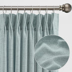 Light Blue Linen Pinch Pleat Curtains 63 Inches Long Pleated Semi Sheer Textured Drapes Hooks Back Tab Coastal Modern Light Filtering Curtain 2 Panels for Living Room Bedroom Office 42x63