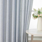 Vision Home Blue Pinch Pleated Semi Sheer Curtains Textured Light Filtering Window Curtains 112 inch for Living Room Bedroom Rayon Blend Chambray Blue Pinch Pleat Drapes with Hooks 2 Panels 40"Wx112"L