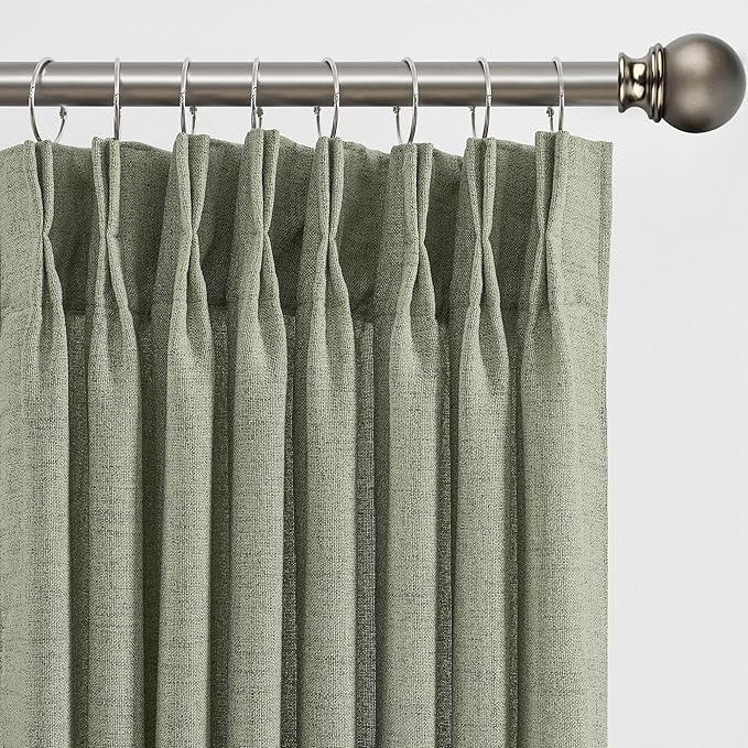 RAIN CITY Sage Green Sheer Curtains Pinch Pleated,Back Tab with Hooks,Farmhouse Windwo Drapes for Living Room Bedroom,42 Inch Wide x 84 Inch Long