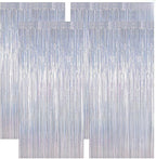 4 Pack NYE Silver Tinsel Foil Curtain, 3.28 FT x 7.05 FT Glitter Silver Tinsel Curtains, Metallic Foil Streamer Disco Fringe Backdrop Party Curtains, Birthday New Year Party Supplies Disco Decor